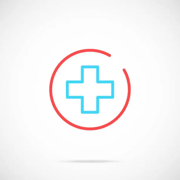 Vector illustration of Medical cross icon. Medicine, healthcare concept. Thin line design. Vector icon