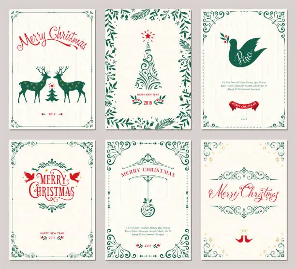 Vector illustration of Ornate Christmas Greeting Cards_04
