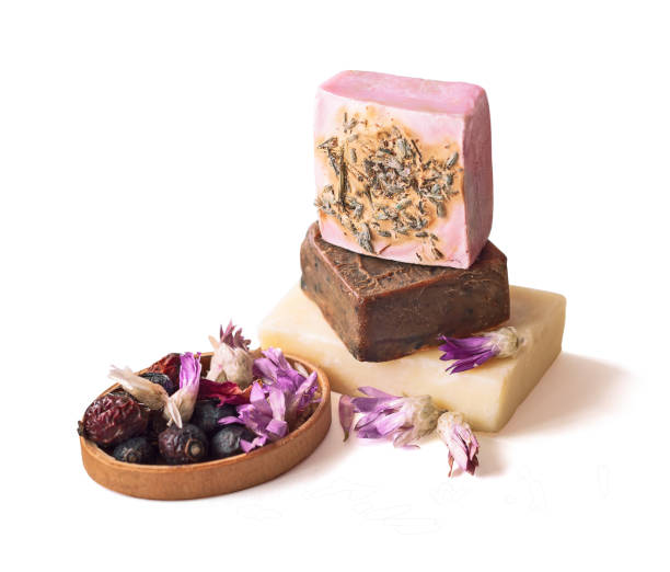 istock Handmade soap bars with flowers and berries. 1069721242