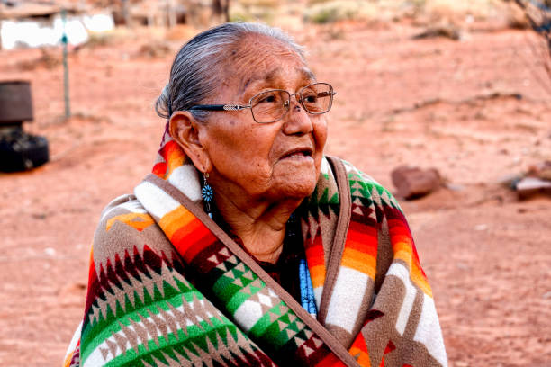 istock Beautiful Eighty Five Year Old Senior Native American Navajo Woman Posing Inside an Authentic Hogan 1069727022