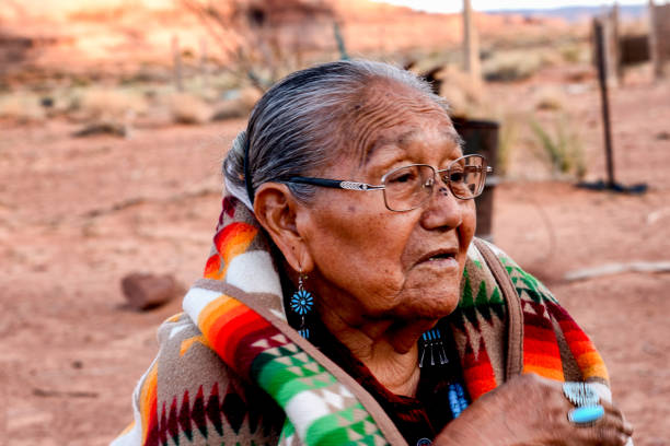 istock Beautiful Eighty Five Year Old Senior Native American Navajo Woman Posing Inside an Authentic Hogan 1069727146