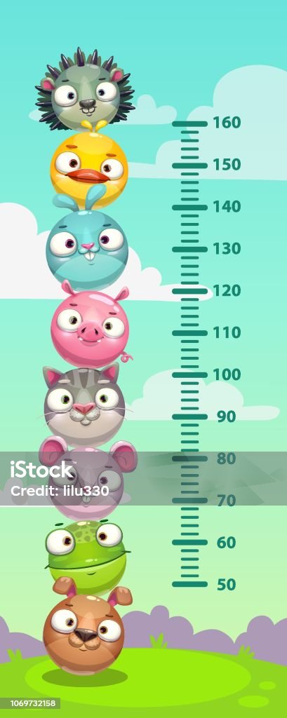 Kids Height Chart Wall Metter With Funny Cartoon Round Animals Stock  Illustration - Download Image Now - iStock