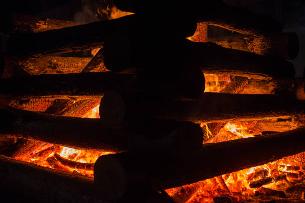 Bonfire on the 1st of May as part of a Labour day celebration in Primorska region in Slovenia, Europe. Nikon D800.