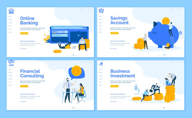 Set of flat design web page templates of online banking, financial consulting, savings, business investment. Modern vector illustration concepts for website and mobile website development. savings illustrations stock illustrations