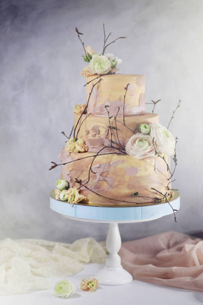 istock Beautiful festive cake biscuit with different creams 1069737612