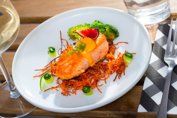istock Salmon steak on carrot brush 1069738268