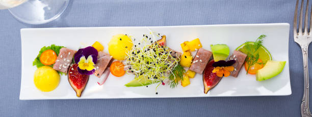 istock Tasty roasted tuna with mango and avocado 1069739858