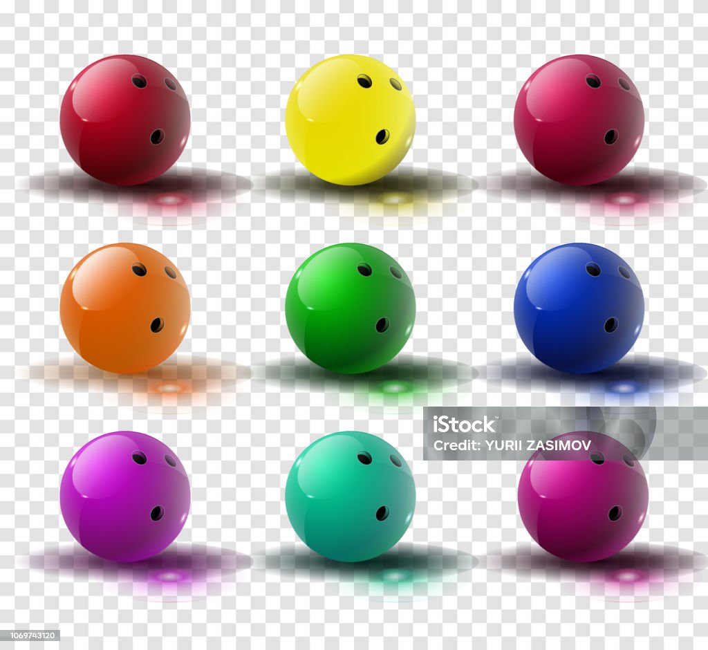 Red And Multicolor Bowling Ball Isolated On Transparent Background