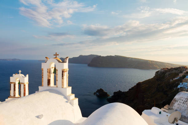istock white belfries Santorini island, Greece 1069744350