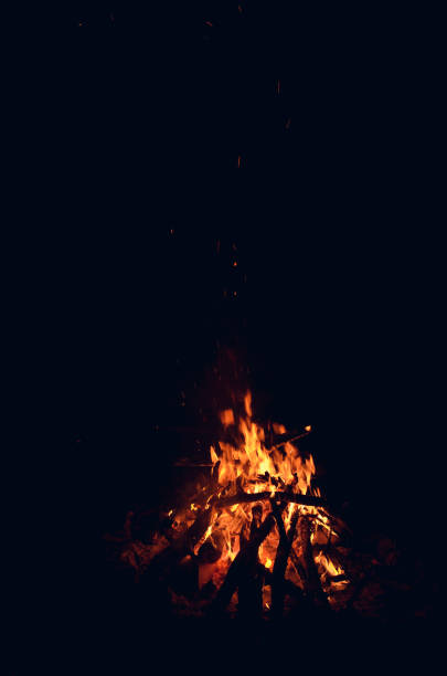 istock large fire scattering sparks in the dark on a black background 1069764178
