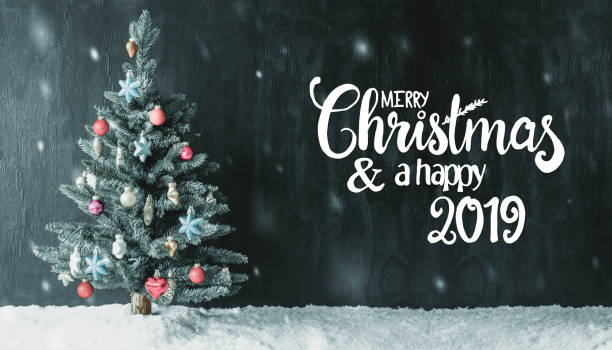 istock Colorful Decorated Tree, Calligraphy Merry Christmas And Happy 2019, Snowflakes 1069773116
