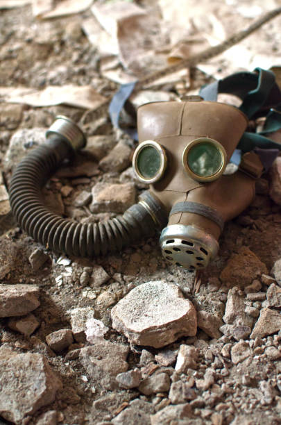 istock gas mask lies on the broken stone floor 1069776942