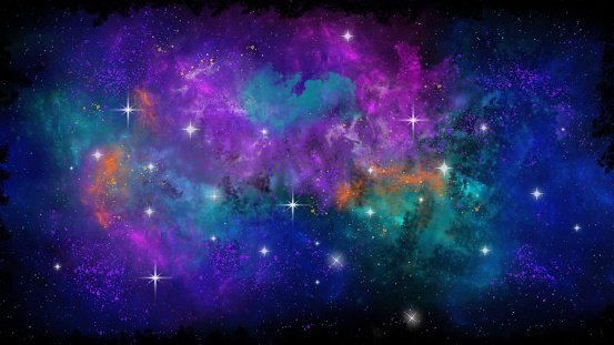 Nebula - Night Sky - Outer Space - Star Field - Teal Magenta Blue