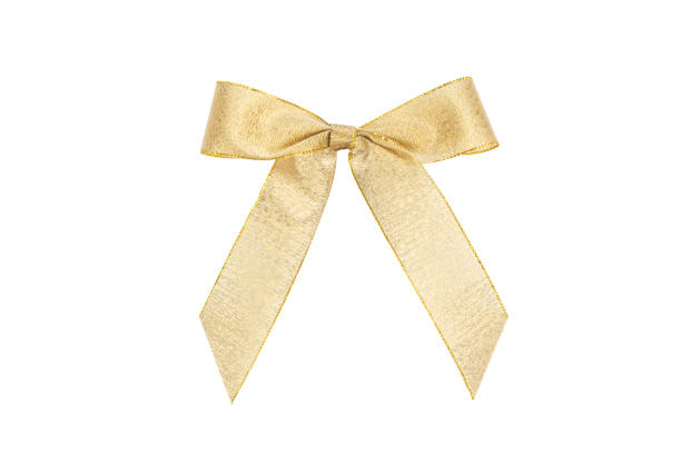 istock Gold yellow bow ribbon isolated on white background (clipping path included for special holidays, birthday, wedding, Christmas gift party celebration 1069785318