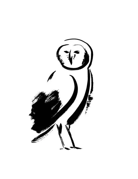 Vector illustration of Simplistic Brush paintings Of An Owl