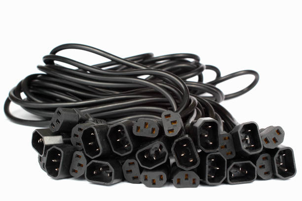power cords and couplers for general purpose household appliances, standard iec 60320 - couplers imagens e fotografias de stock