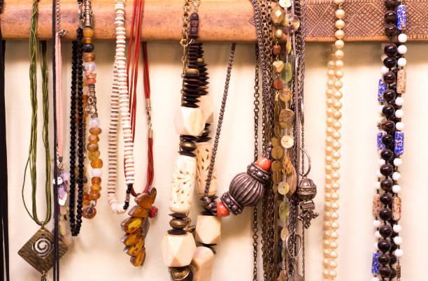 istock Necklaces Organized on Antique Wood 1069786870