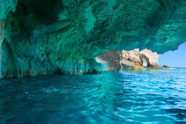 Blue Cave, beautiful natural landscape of Zakinthos island, Greece