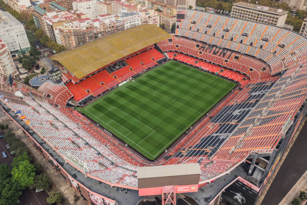 VALENCIA, SPAIN, OCTOBER 2018 - Aerial view of Mestalla Stadium