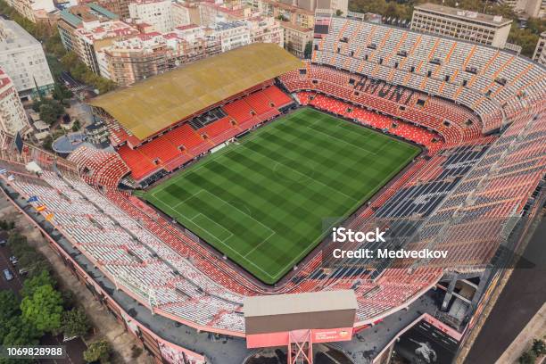 Aerial View Of Mestalla Stadium Stock Photo - Download Image Now - Estadio Mestalla, Aerial View, Agricultural Field