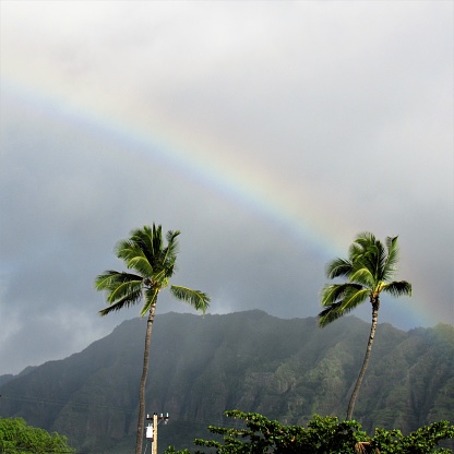 Waianae Mountain range, Makaha Valley and it also includes a rainbow