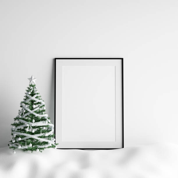 istock Mock Up Poster Frame Interior White Christmas Winter Decoration 1069834050