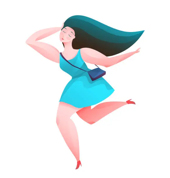 Vector illustration of Beautiful Woman Running