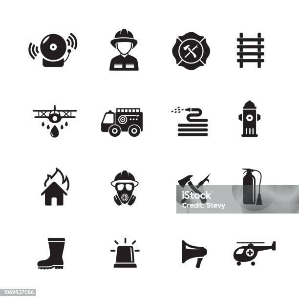 Fire Fighter Icon Stock Illustration - Download Image Now - Firefighter, Icon, Fire Station