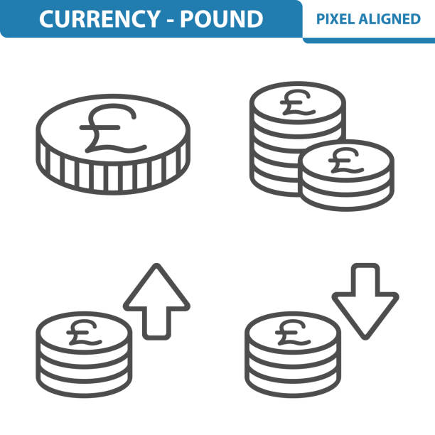 ilustrações de stock, clip art, desenhos animados e ícones de currency - pound icons - pound symbol british currency currency sign