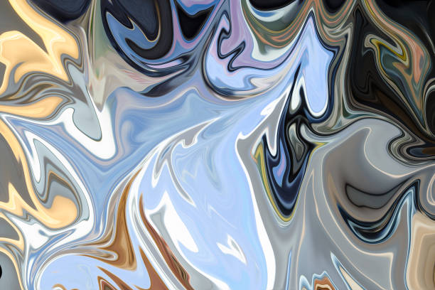 istock Liquify Abstract Pattern With Blue, Brown, Yellow, Black And Green Graphics Color Art Form. Digital Background With Liquifying Flow. 1069850186