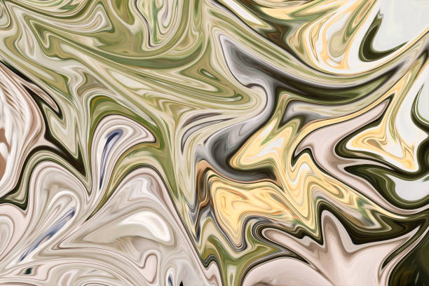 istock Liquify Abstract Pattern With Green, Black And Yellow Graphics Color Art Form. Digital Background With Liquifying Flow. 1069850228