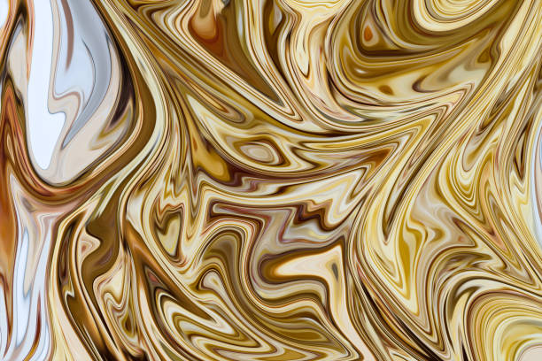 istock Liquify Abstract Pattern With Yellow, Brown And White Graphics Color Art Form. Digital Background With Liquifying Flow. 1069850242