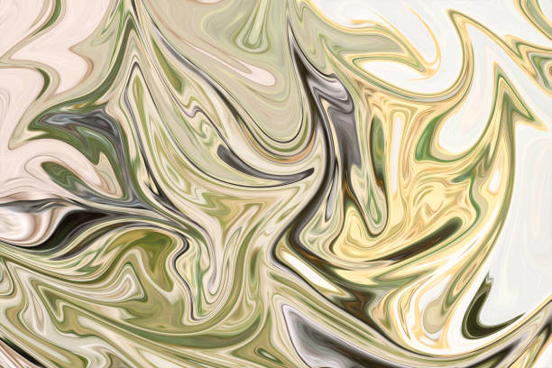 istock Liquify Abstract Pattern With Green, Black And Yellow Graphics Color Art Form. Digital Background With Liquifying Flow. 1069850508