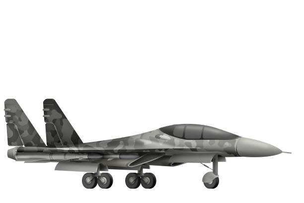 istock fighter, interceptor with city camouflage with fictional design - isolated object on white background. 3d illustration 1069852116