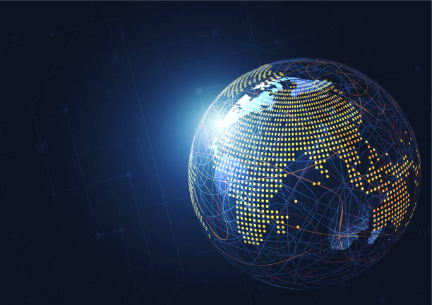 istock Global network connection. World map point and line composition concept of global business. Vector Illustration 1069853916