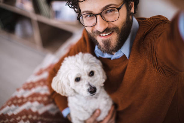 Making Selfie With His Cute Dog