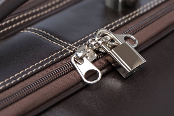 Close-up of brown leather bag texture background.