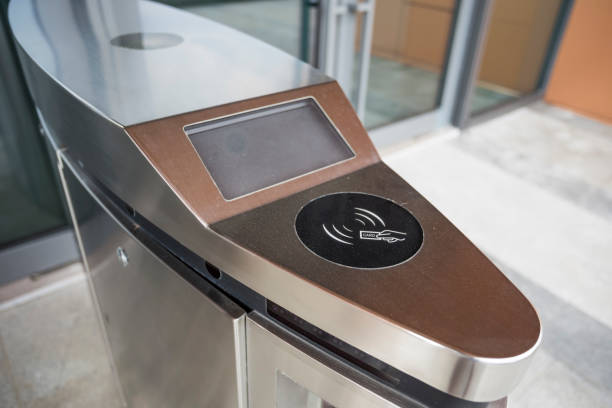 istock security at an entrance gate with key card access control smart office building 1069858060