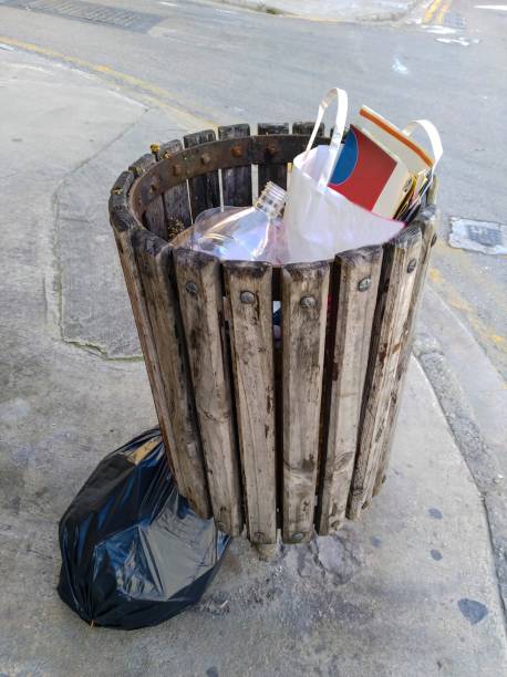 istock Street garbage bin of wood 1069859076