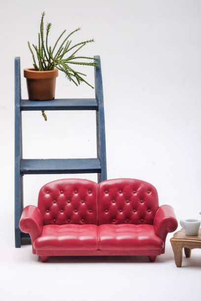 Red sofa on white stock photo