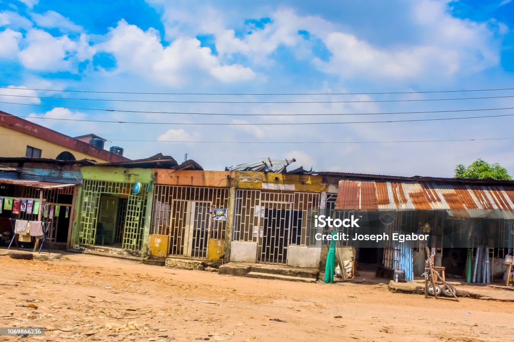 Street View Street View in Rural houses in Nigeria Street Stock Photo