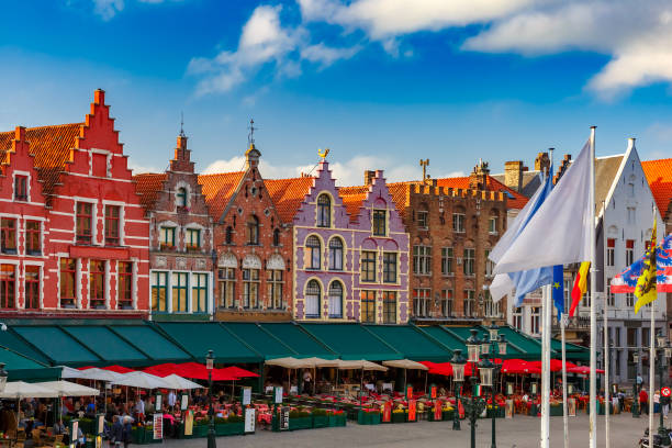 istock Old Market square in Bruges, Belgium 1069874326