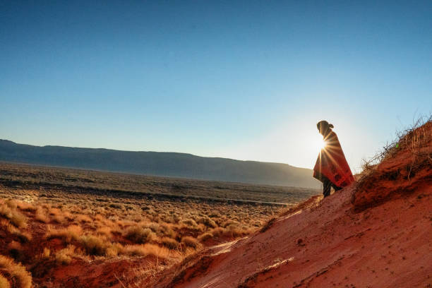 little navajo native american boy z długimi włosami w monument valley, arizona - native habitat zdjęcia i obrazy z banku zdjęć