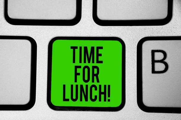 istock Word writing text Time For Lunch. Business concept for Moment to have a meal Break from work Relax eat drink rest Keyboard green key Intention create computer computing reflection document. 1069879564