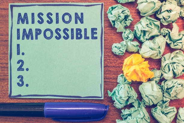 istock Conceptual hand writing showing Mission Impossible. Business photo showcasing Difficult Dangerous Assignment Isolated Unimaginable Task 1069879618