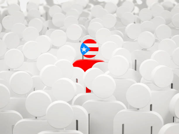 istock Man with flag of puerto rico in a crowd 1069885924