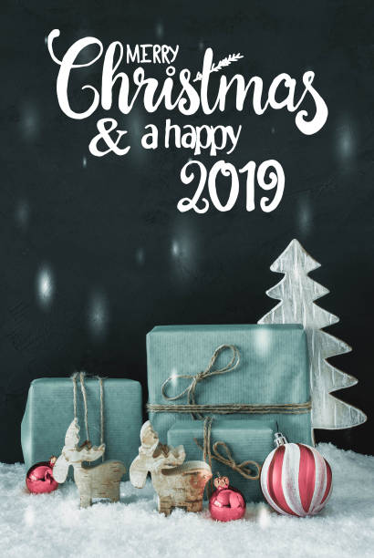 istock Vertical Decoration, Calligraphy Merry Christmas And A Happy 2019 1069892568