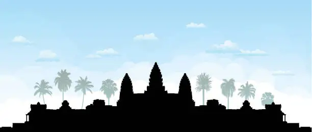 Vector illustration of Angkor Wat, Cambodia.