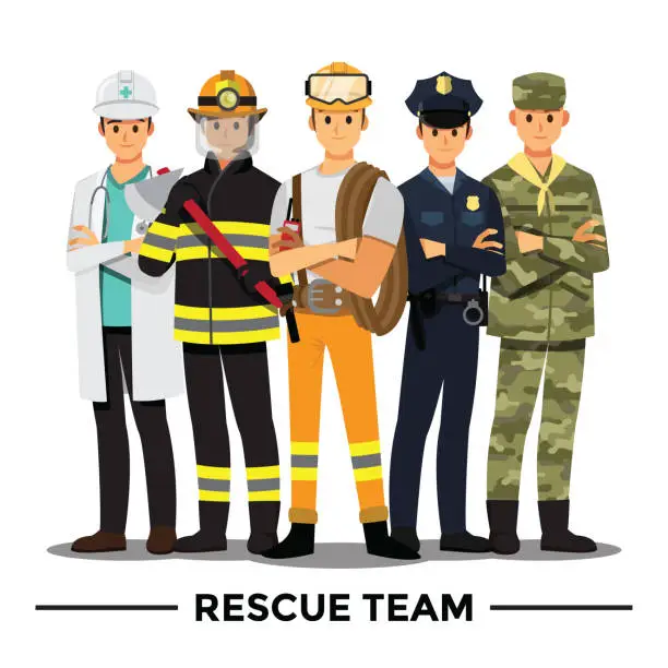 Vector illustration of rescue team ,Vector illustration cartoon character.
