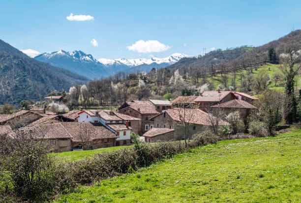 Mogrovejo village Mogrovejo village in the north of Spain in a sunny day cantabria stock pictures, royalty-free photos & images